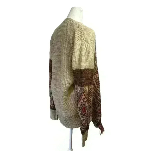Lucky Brand Aztec Open Front Cardigan Sweater Long Sleeve Size Medium - Picture 7 of 8